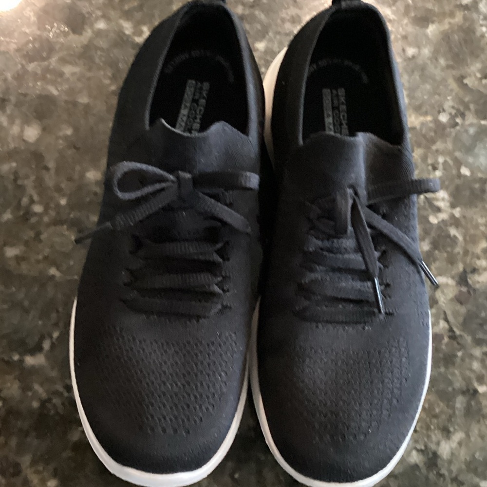 Skechers Black Knit Slip-On Shoes